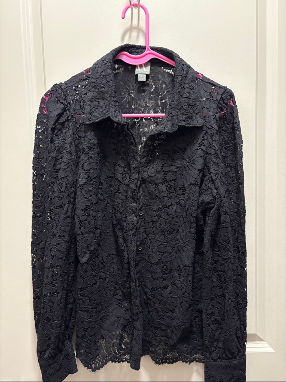 Worthington Black Lace Button-Down Shirt